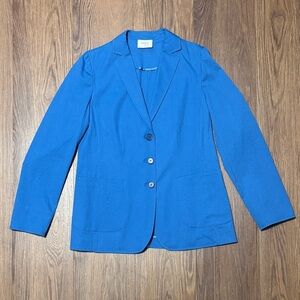 Akris Punto Vibrant Blue Stretch Cotton Blazer Jacket Women’s Size 10